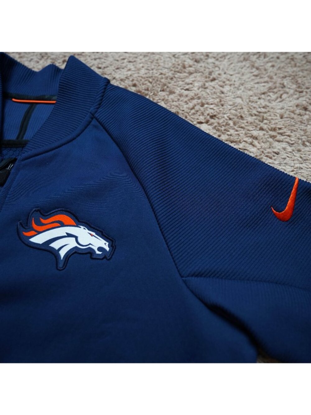 Nike NFL Denver Broncos Jacket Mens M Blue On Field Dri-Fit Full Zip Sweatshirt - Picture 8 of 9
